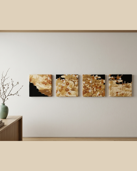Fabric Panel GOLD Bloom (set of 4)