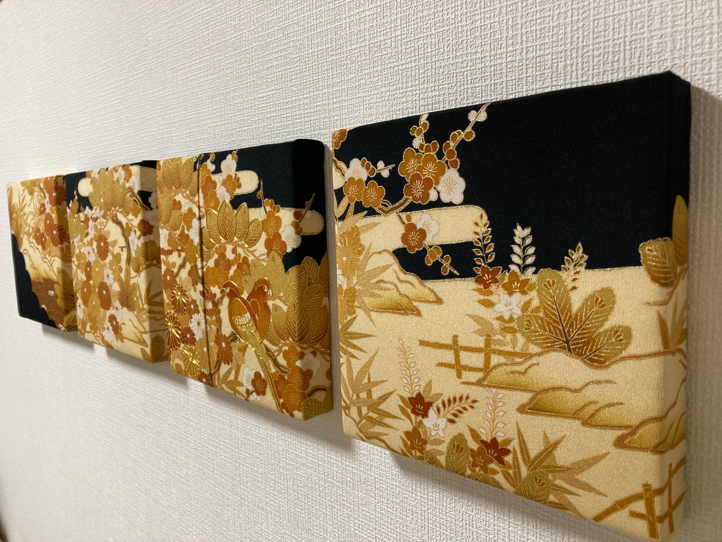 Fabric Panel GOLD Bloom (set of 4)